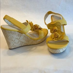 Yellow floral Platform Wedges